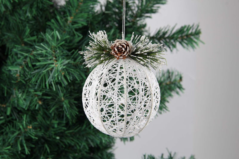 ZHANYIGY Christmas Ball Ornaments, 4pc Set White Pinecone Rattan Thread String Christmas Tree Ornament Xmas Trees Wedding Party Decorations - Image 2